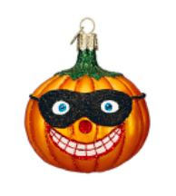 Jack O'Lantern Masked Glass Ornament